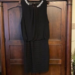 Black rhinestone accented cocktail dress